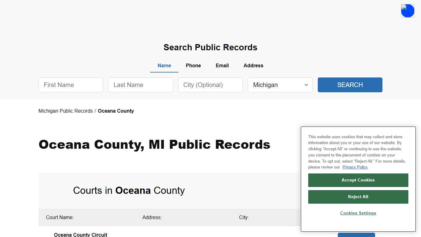Oceana County, MI Public Court, Arrest and Inmate Records - ThePublicIndex