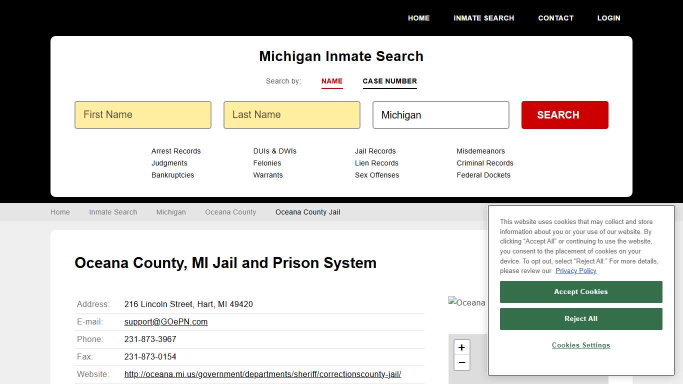 Oceana County Jail Inmate Records Search, Michigan - StateCourts